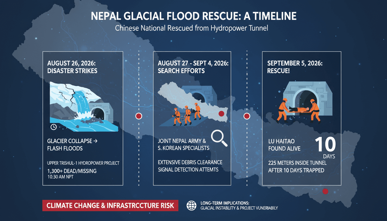 Chinese National Rescued from Nepal Hydropower Tunnel After Glacial Flooding