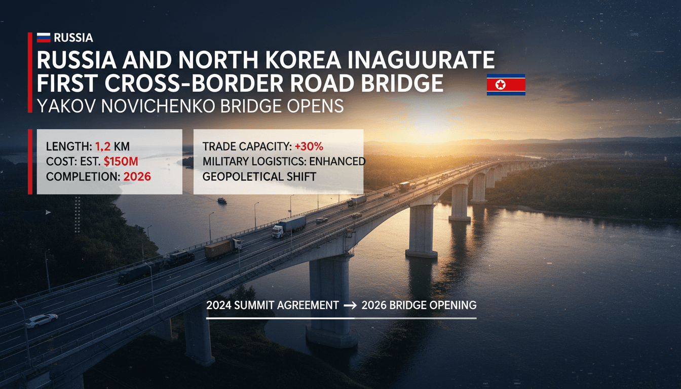 The Yakov Novichenko Bridge over the Tumen River, symbolizing enhanced trade between Russia and North Korea.