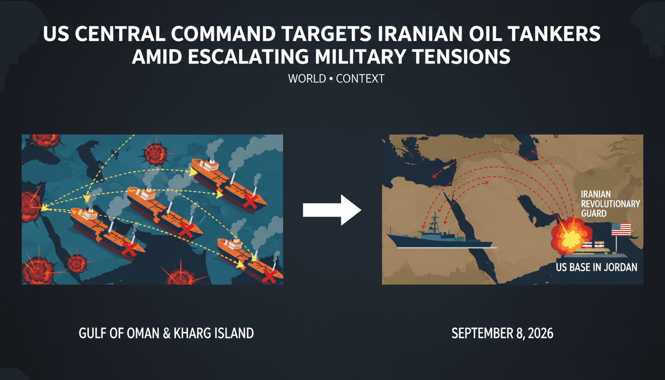 Infographic depicting the destruction of five Iranian oil tankers and missile strikes on a US base in Jordan.