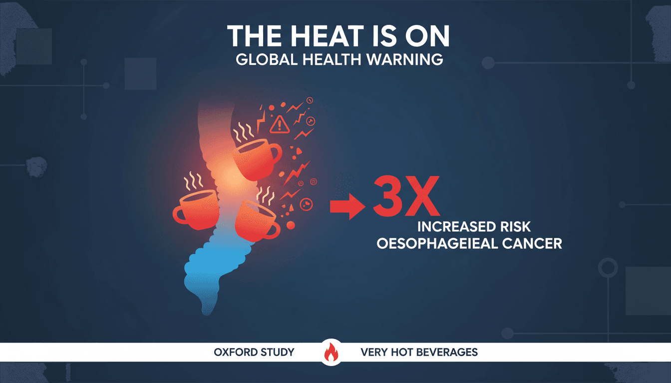 Infographic showing the cancer risk associated with very hot beverage consumption.