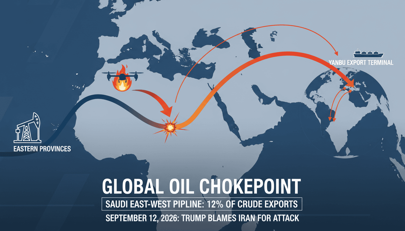 A map illustrating the East-West pipeline route and its importance to global oil supply.
