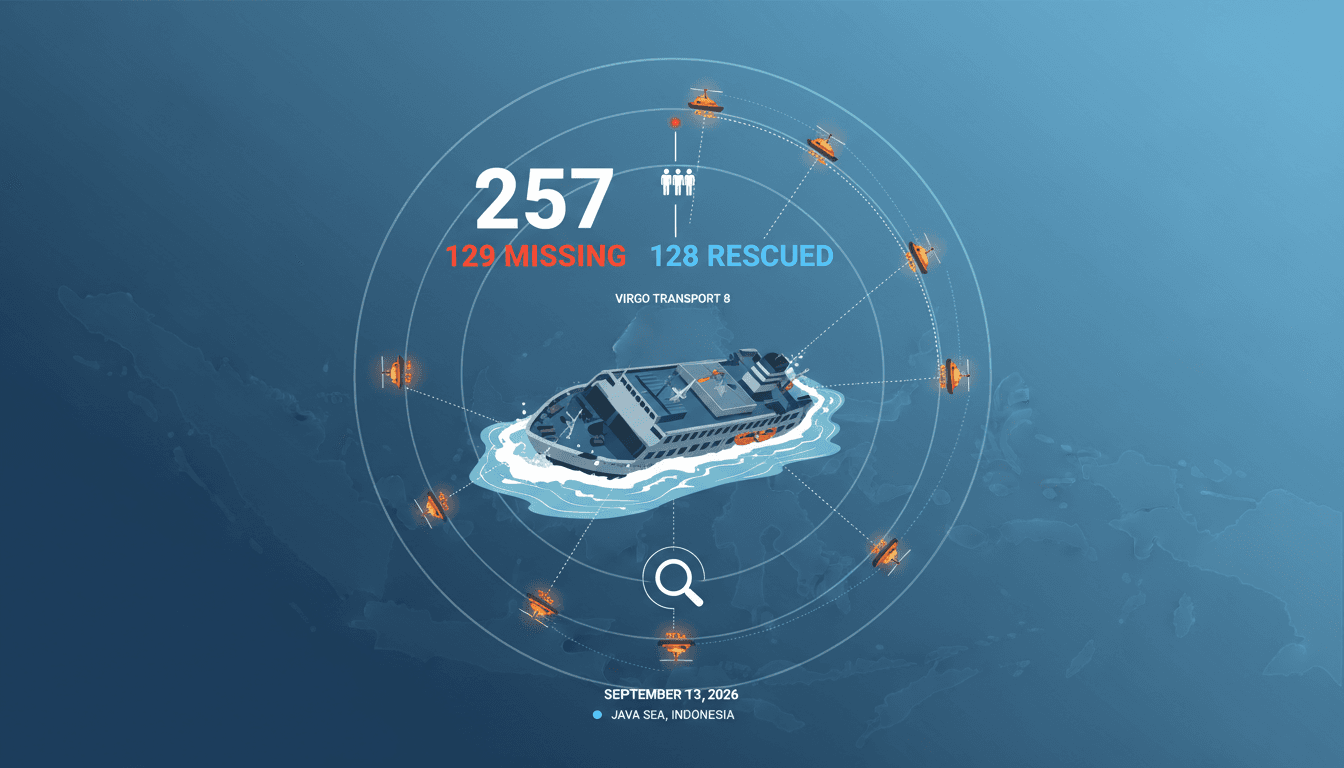 Rescue operations for the Virgo Transport 8 ferry capsized in the Java Sea, highlighting maritime safety issues.