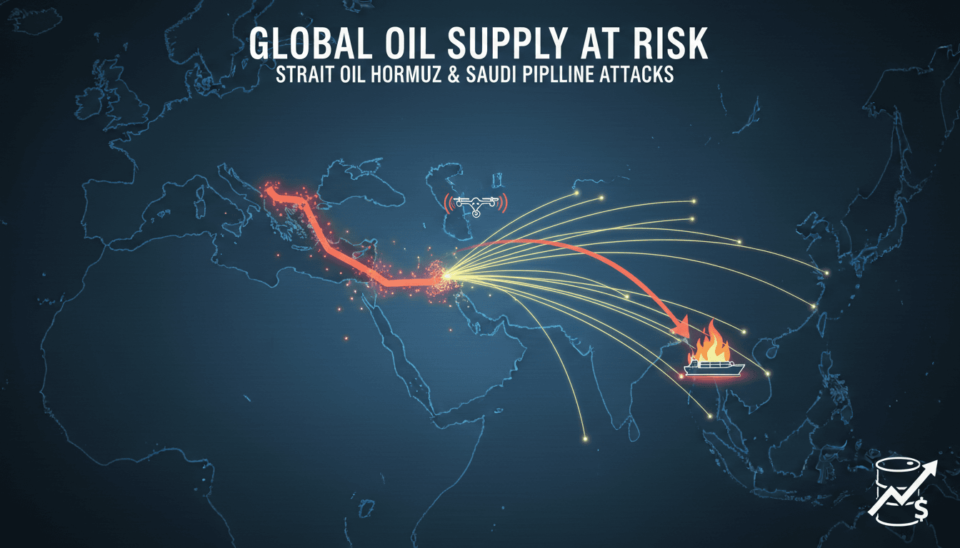 Vessel strike in Strait of Hormuz exacerbates Saudi pipeline shutdown and global oil supply risks