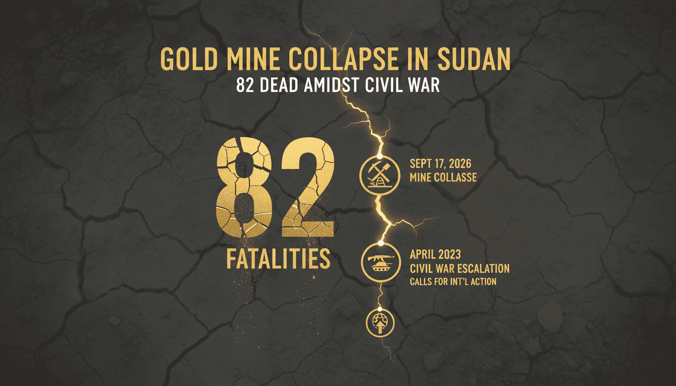 Gold mine collapse in Sudan's West Kordofan results in 82 fatalities amid ongoing civil war