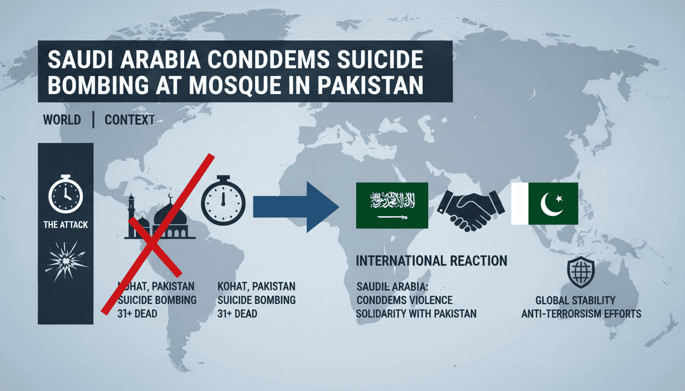 A visual representation of the mosque attack in Pakistan, highlighting the number of casualties and international responses.