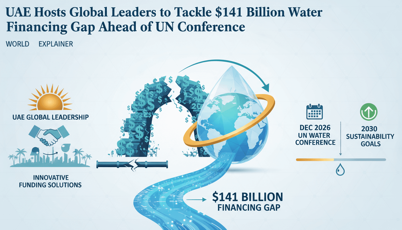 Infographic showing the UAE's water investment initiative and its impact on global water access.