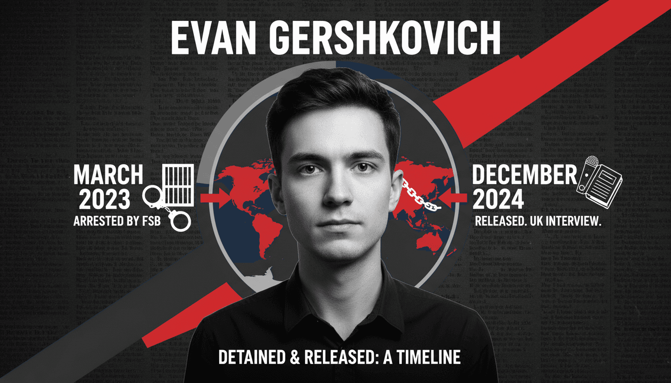 Evan Gershkovich during his BBC interview discussing his FSB detention and its implications for journalists.