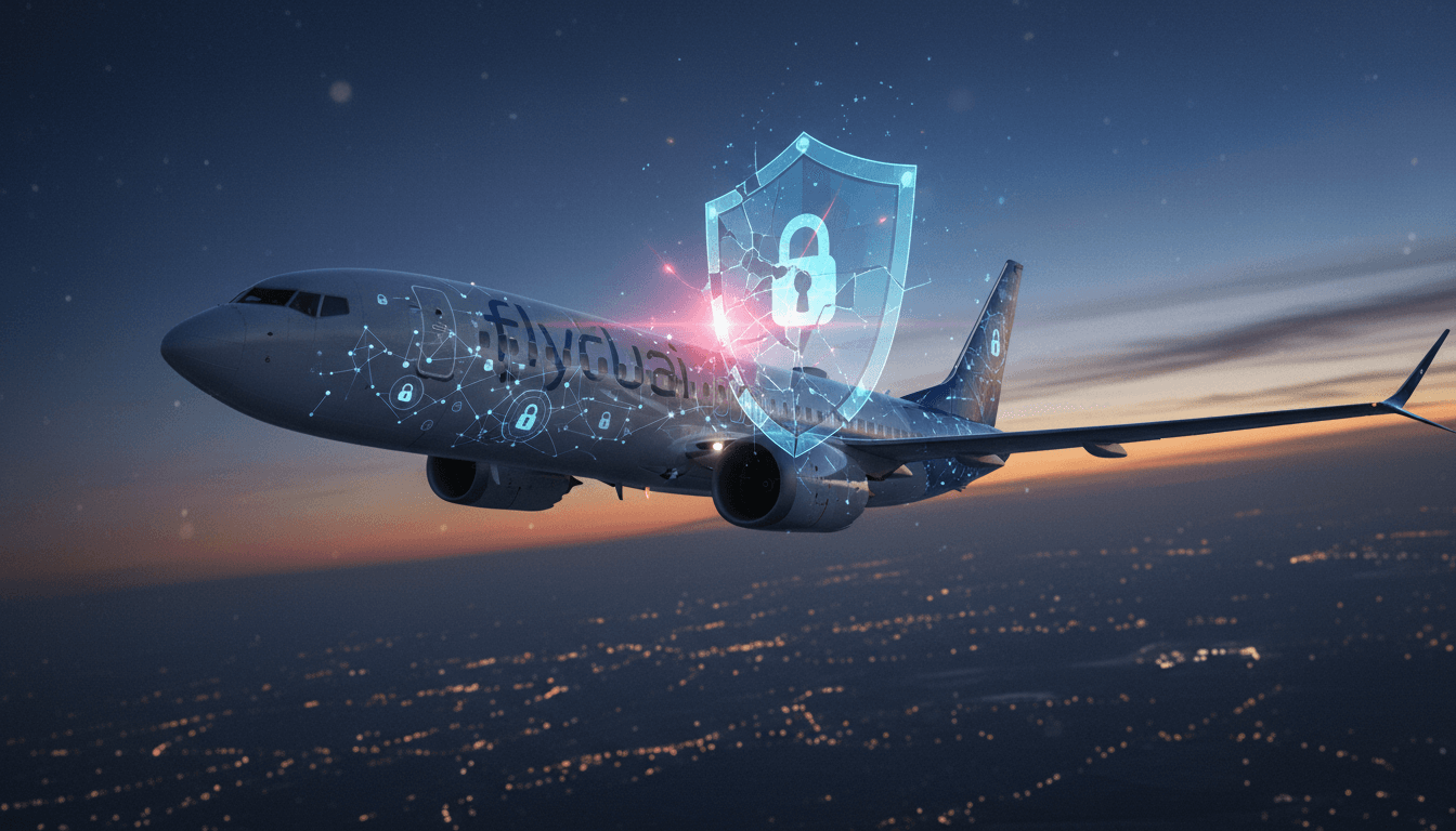 A Flydubai aircraft in flight, representing the evolving landscape of aviation security.