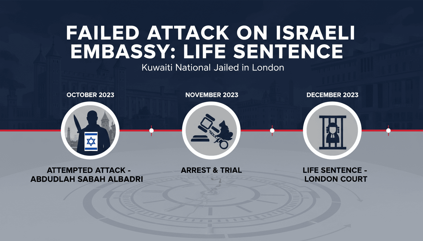 A courtroom scene showing the sentencing of Abdullah Sabah Albadri for the attempted attack on the Israeli embassy.