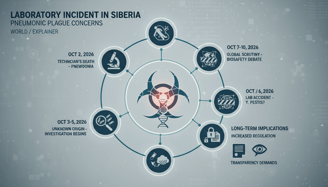Infographic detailing the timeline and implications of the suspected pneumonic plague incident in Siberia.