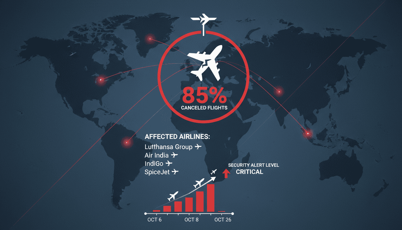 A graphic illustrating the suspension of Lufthansa and Indian airlines flights to Riyadh due to Houthi missile threats.