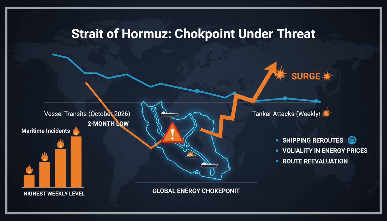 Strait of Hormuz Vessel Transits Decline Amid Surge in Tanker Attacks