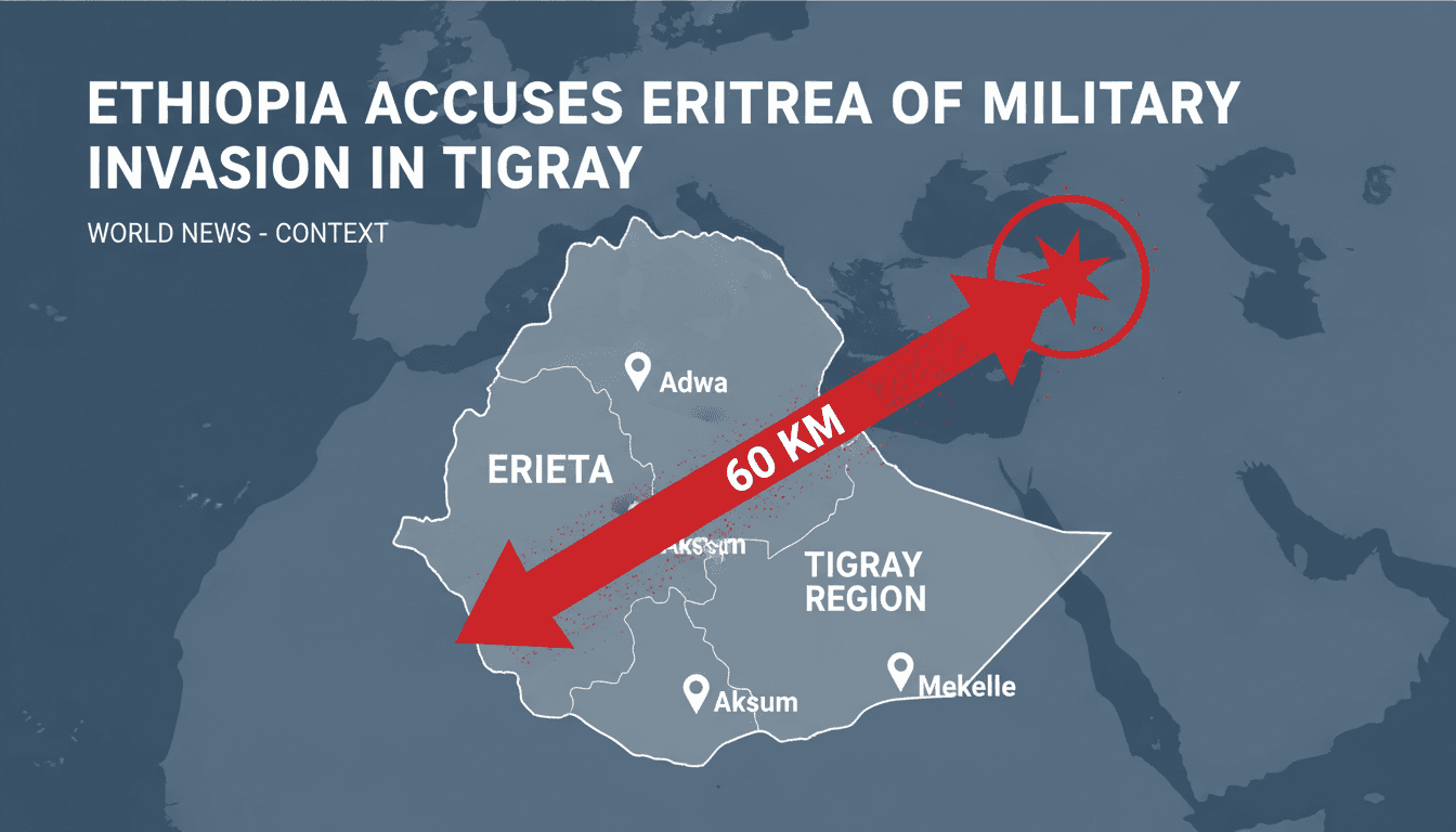Map showing the 60 km advance of Eritrean forces into Tigray, highlighting the conflict's escalation.