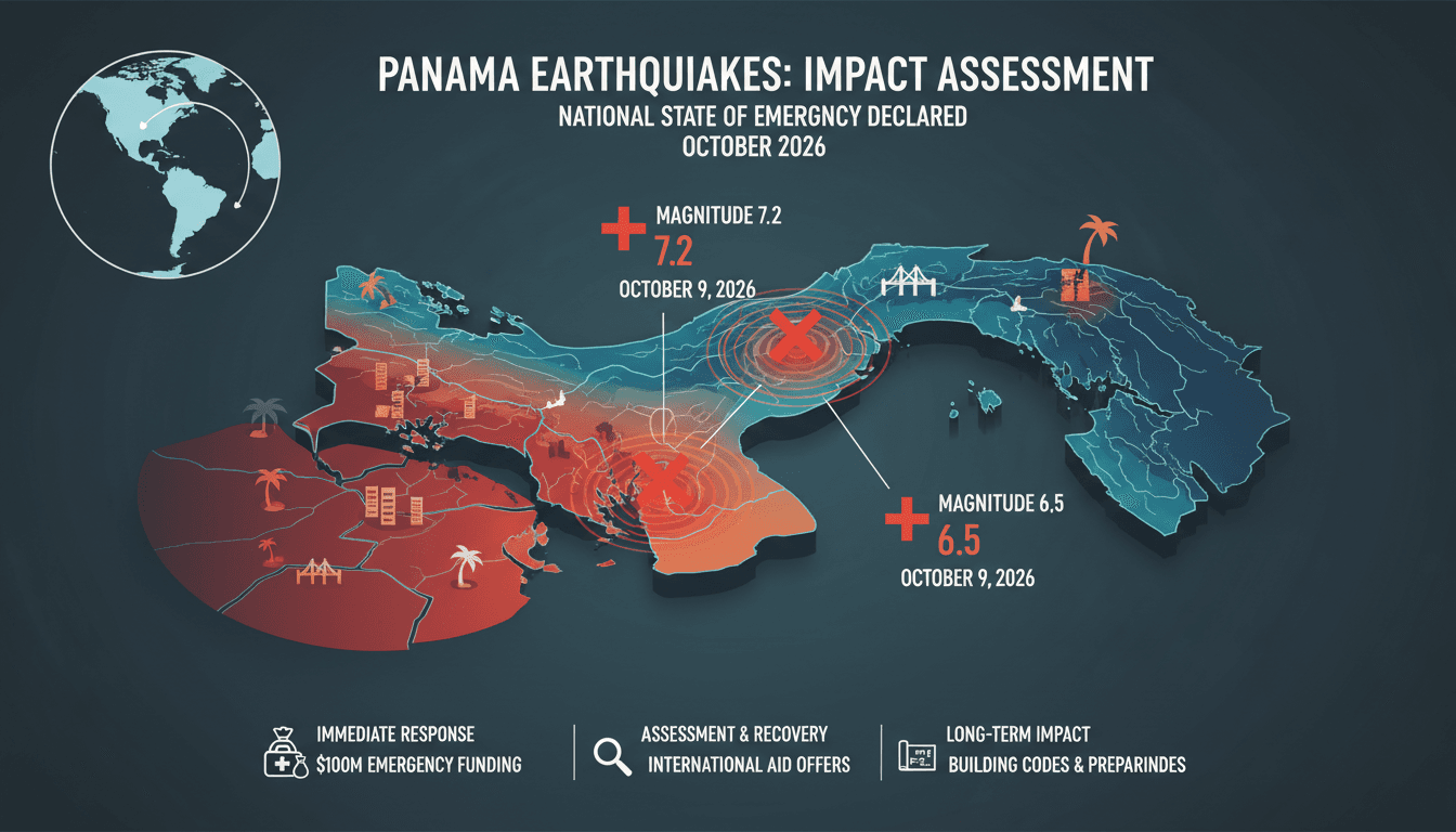 Infographic detailing the impact of the Panama earthquake and state of emergency declaration.