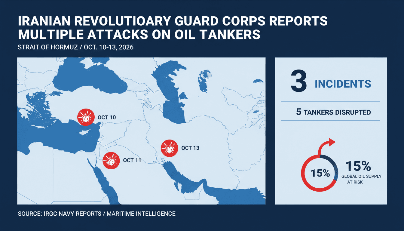 Map of the Strait of Hormuz highlighting oil tanker incidents and maritime tensions.