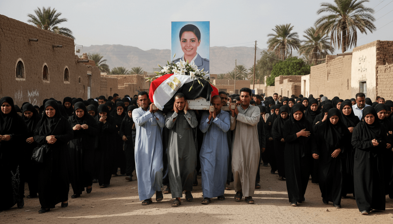 Mourners at the funeral of Azza Ramzy, a flight attendant killed in the Houthi attack on Riyadh Airport.