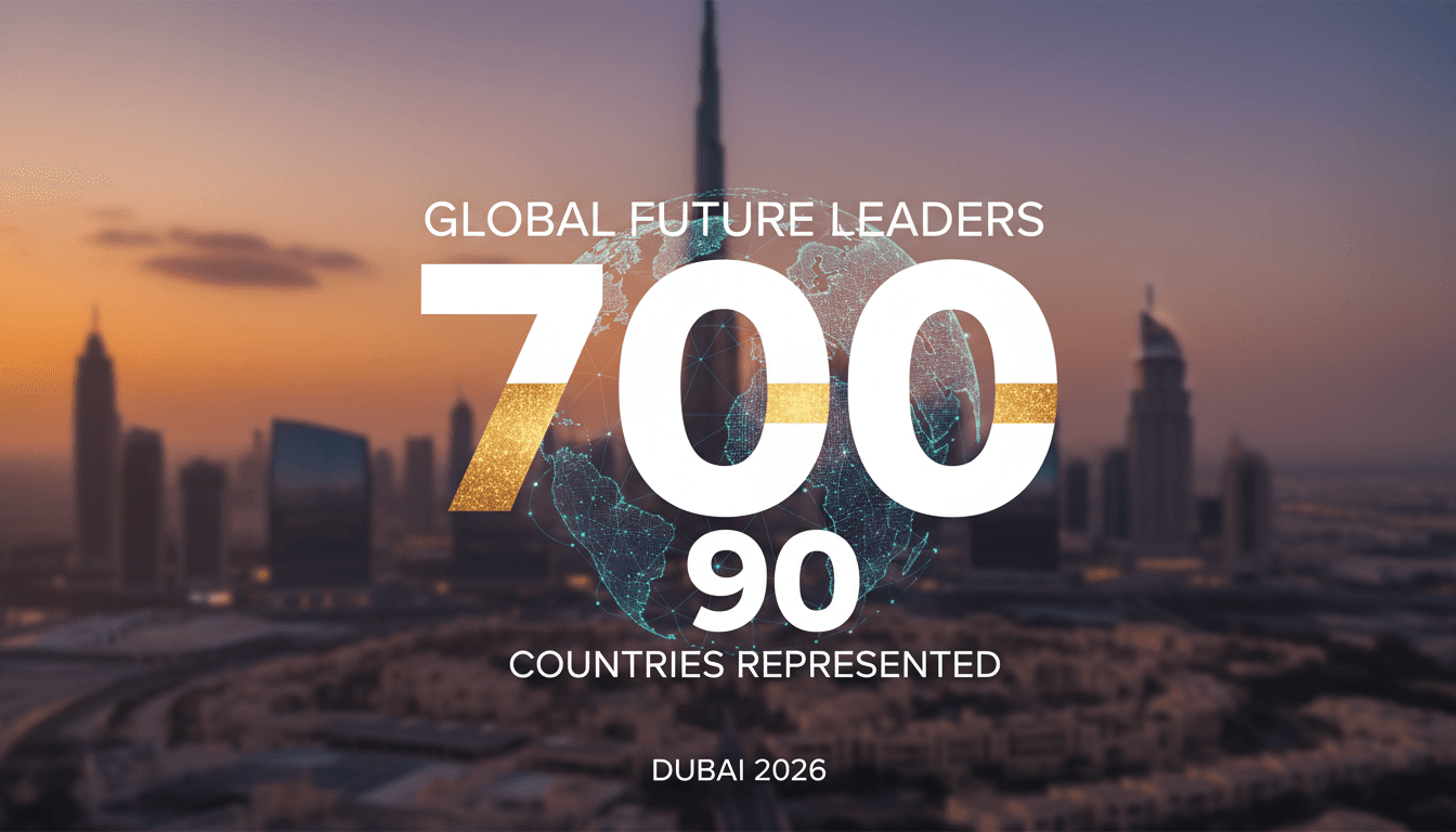 Participants from the Global Future Leaders 2026 summit in Dubai discussing key global issues.