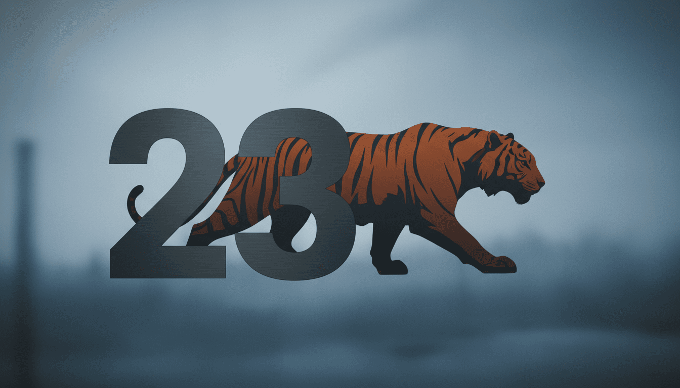 A graphic showing a tiger silhouette with the number 23, representing the tragic incident involving William Chapman.