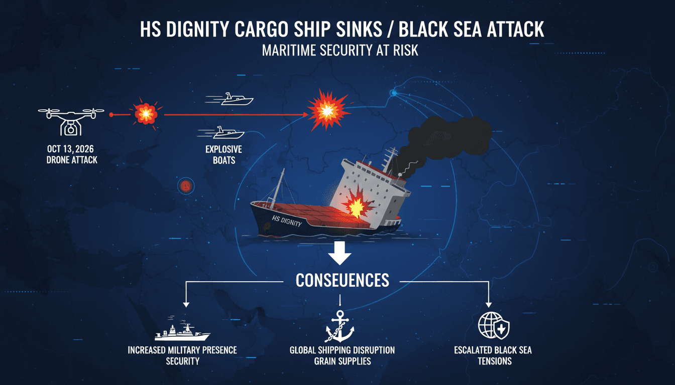 Infographic showing the timeline of the HS Dignity attack and its implications for maritime security.