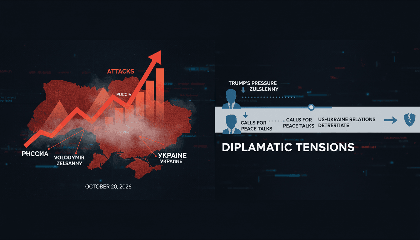 A graphic illustrating the rise in Russian military attacks on Ukraine and the associated diplomatic tensions.