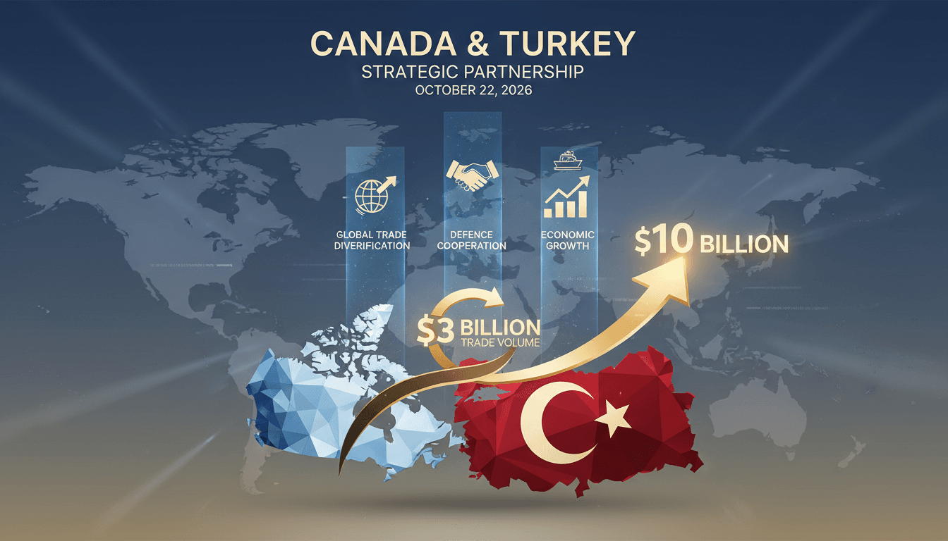 A visual representation of the Canada-Türkiye Strategic Partnership highlighting trade and defense collaboration.