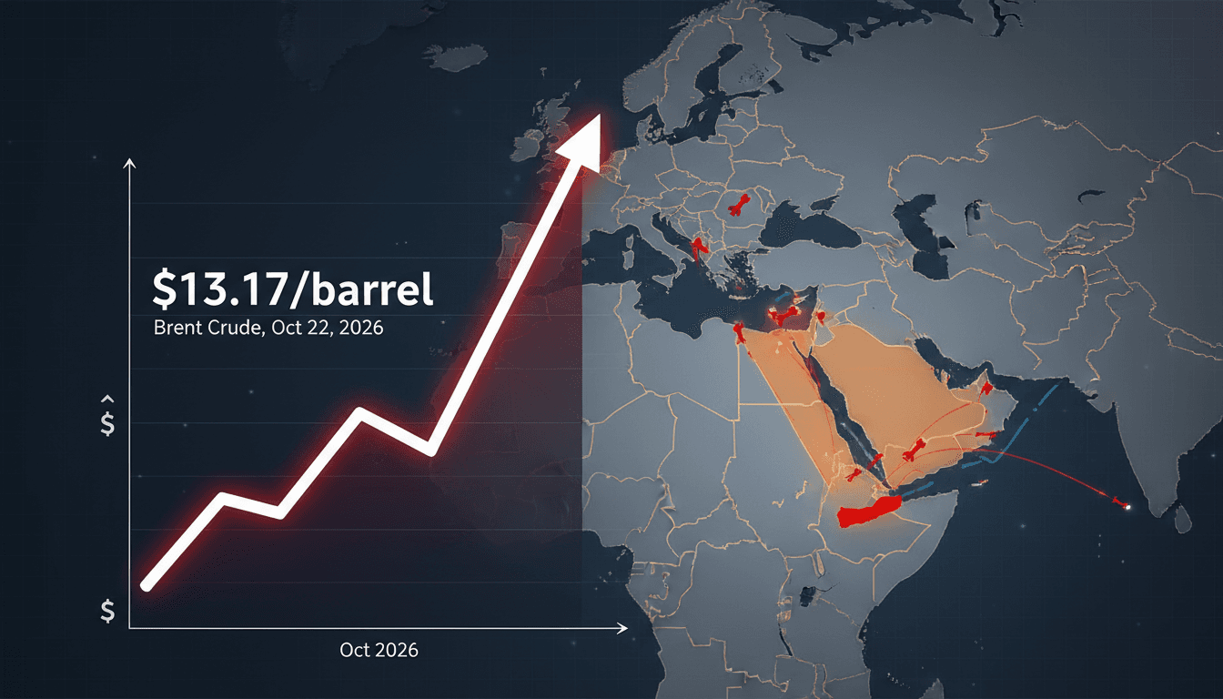 A graph showing the rise in oil prices with a map of Saudi Arabia and Houthi attack locations.