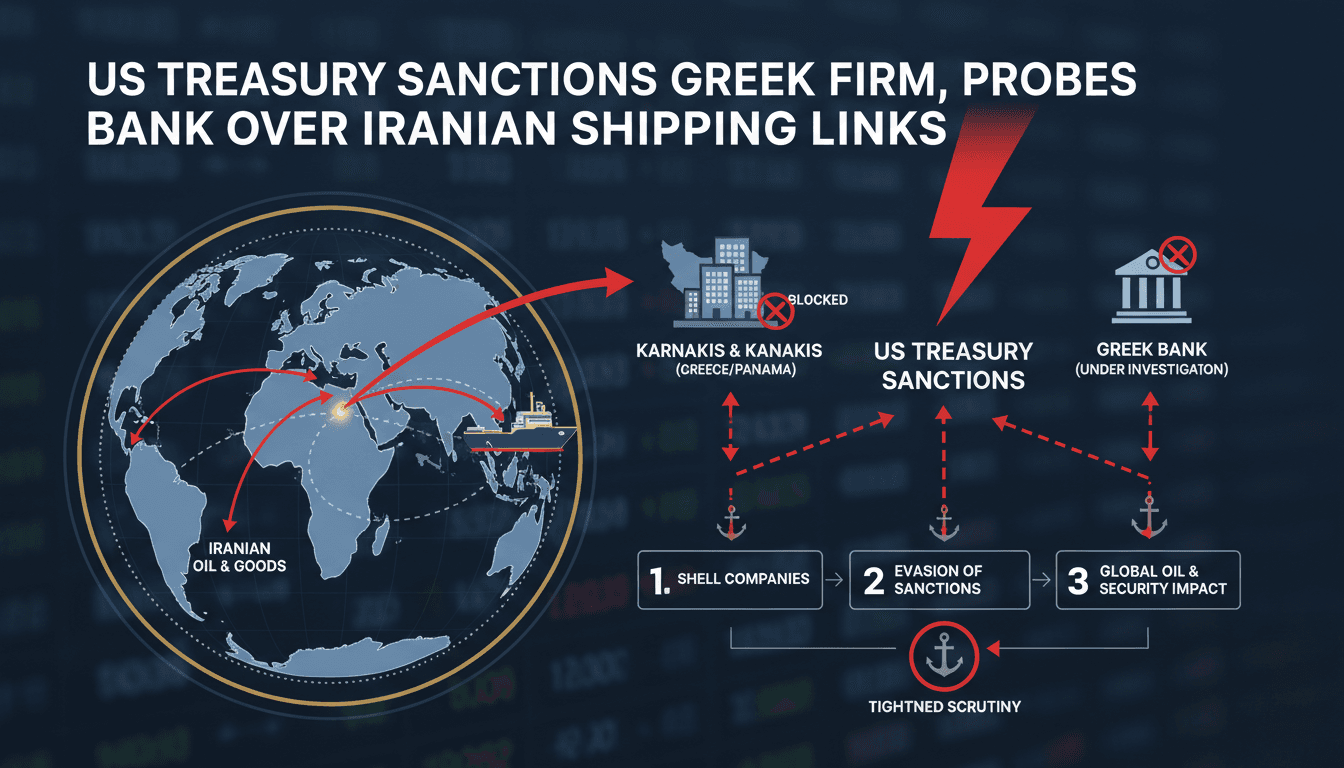 Infographic showing the impact of US sanctions on Iranian shipping networks and global finance.