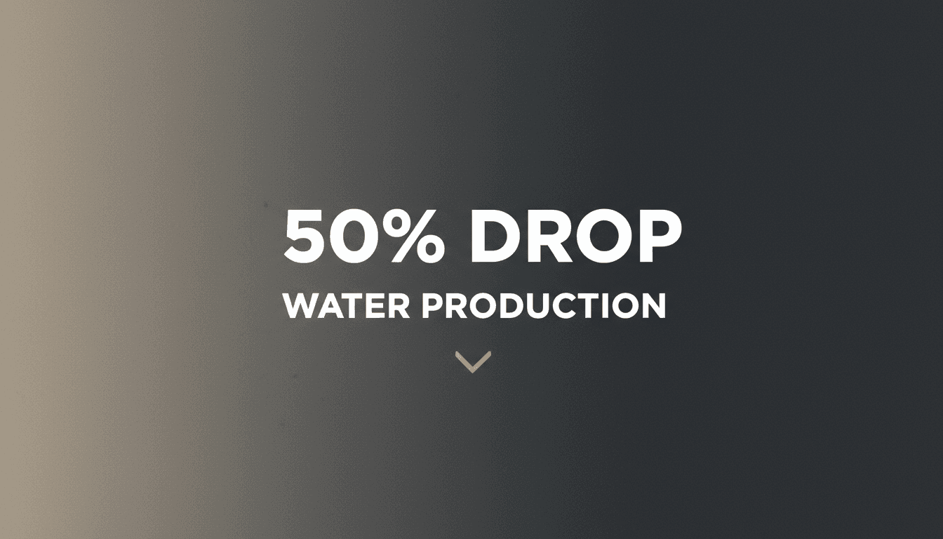 Clean graphic card displaying a fifty percent drop in Taiz drinking water supplies amidst siege