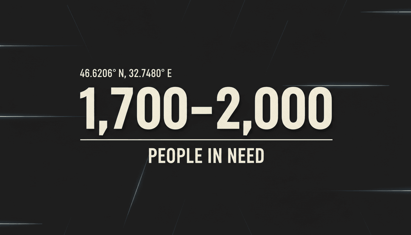 Bold typographic card displaying the Oleshky ceasefire population metric and diplomatic coordinates