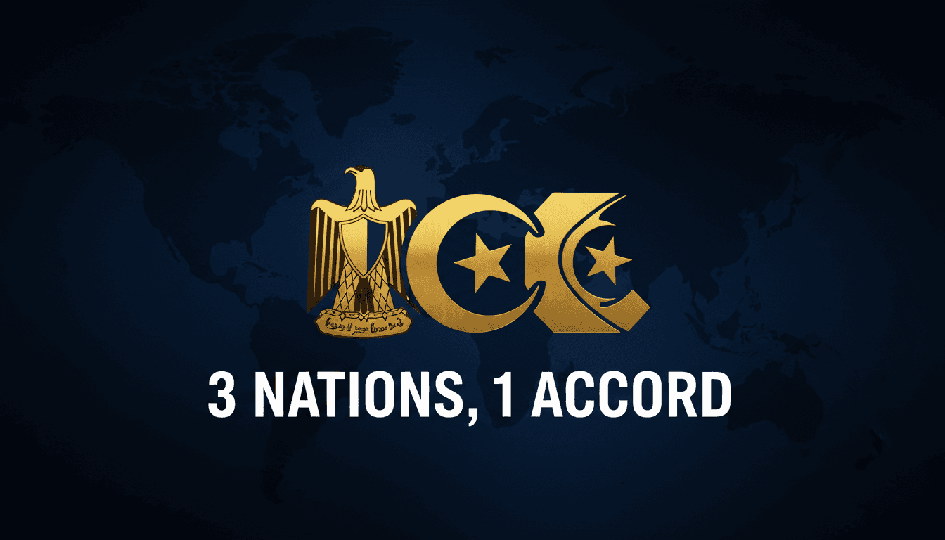 Minimal text graphic highlighting three North African nations aligning on Libyan stability on navy background