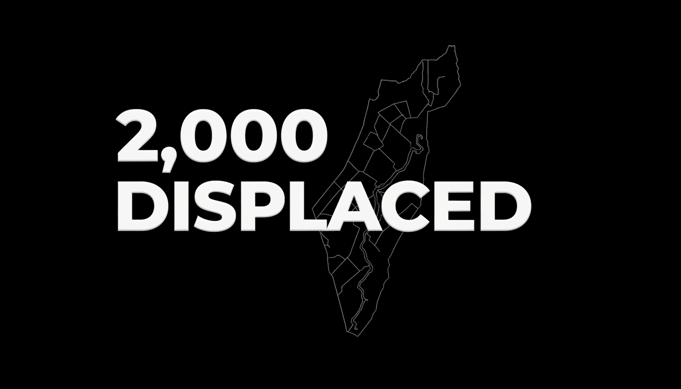 Minimalist map of Hebron West Bank highlighting military security operation zones and displacement numbers