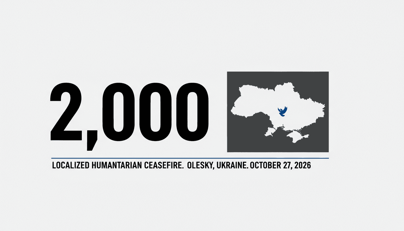 Minimalist geopolitical map graphic highlighting the Oleshky ceasefire zone in southern Ukraine