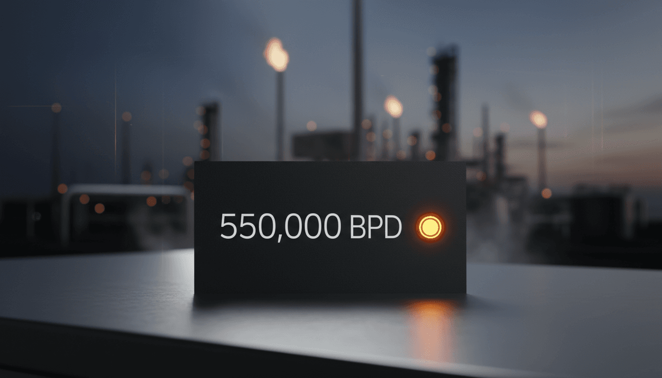 Graphic display highlighting Ras Tanura oil refinery capacity metrics during reported Gulf security incidents