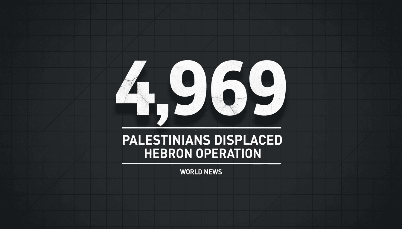 Minimalist card displaying the number 4,969 referencing Hebron military operation displacement figures