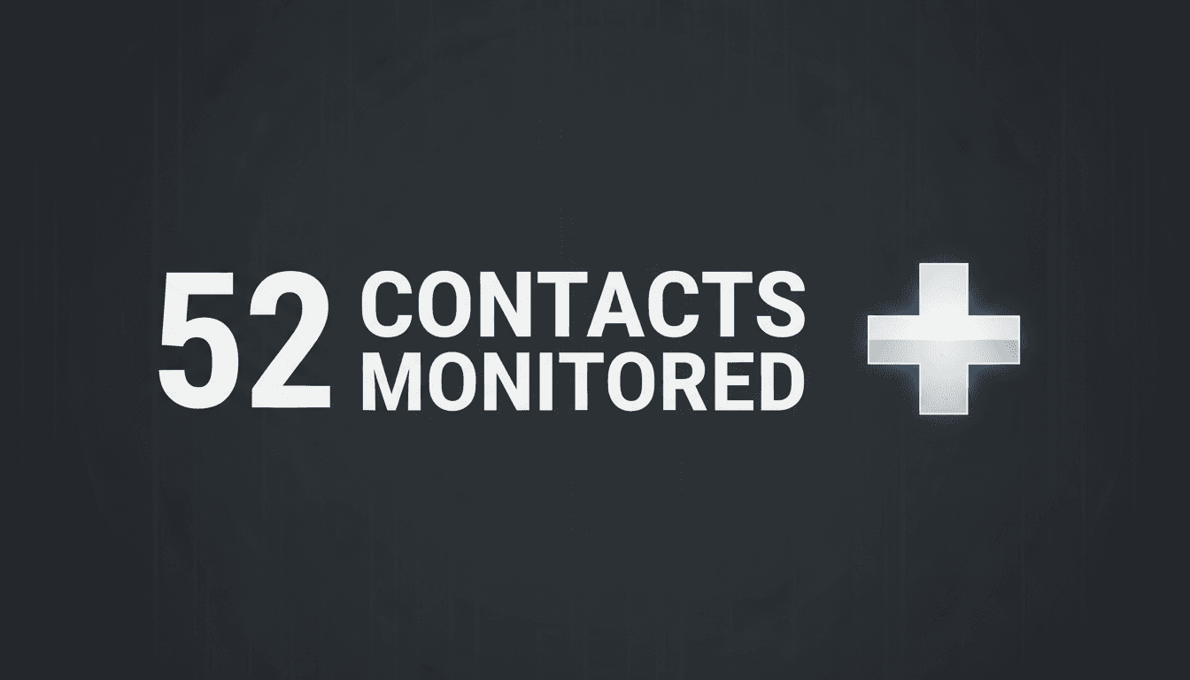 Minimalist infographic displaying the number 52 contacts monitored after Nigeria Ebola case evacuation