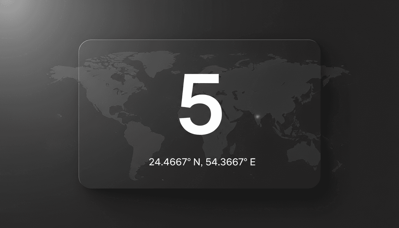 Minimalist card displaying the number five highlighting diplomatic talks between Putin and Zelensky