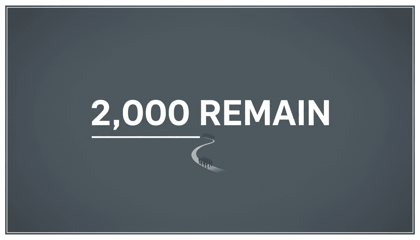 Minimalist graphic highlighting the 2,000 civilians remaining during the Oleshky ceasefire aid operation
