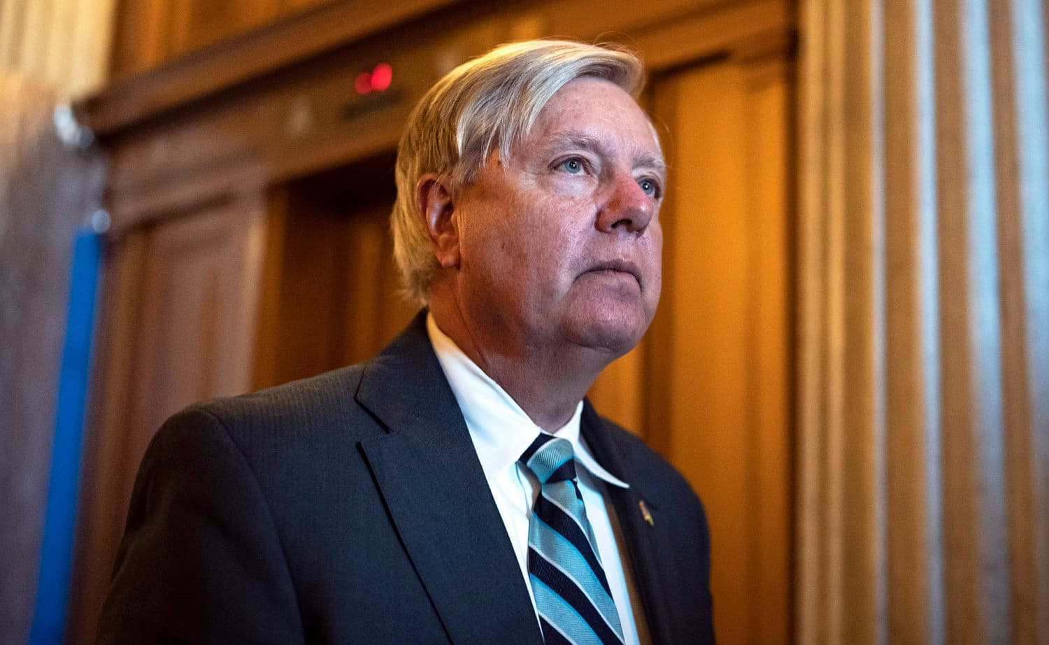 U.S. Senator Lindsey Graham speaking at a political event.