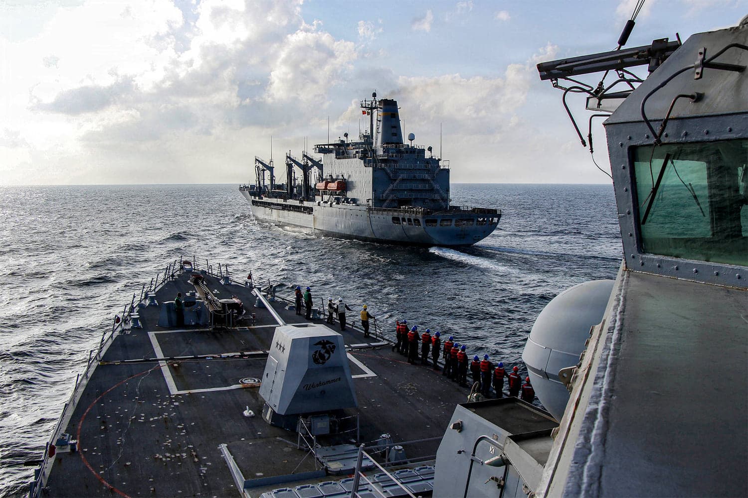 A visual representation of the French Navy intercepting the Tagor oil tanker in the Atlantic Ocean.