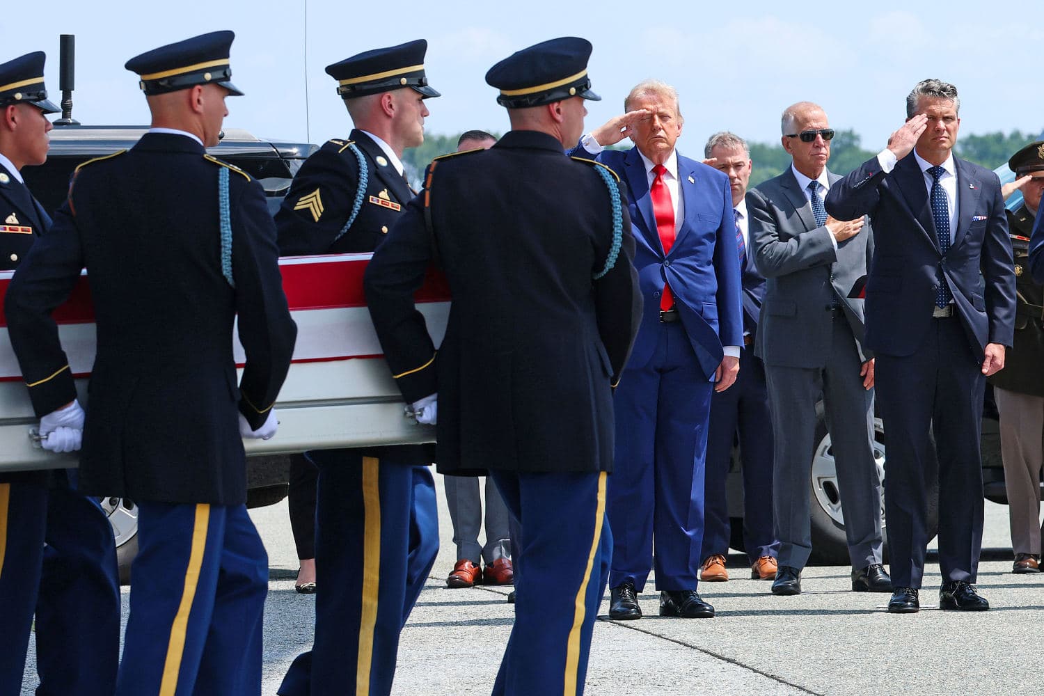 President Trump at the dignified transfer ceremony for U.S. service members.
