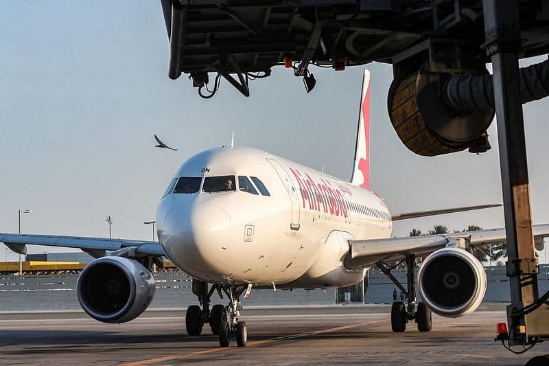 A visual representation of Air Arabia's new flight route from Sharjah to Katowice, highlighting travel dates and destinations.