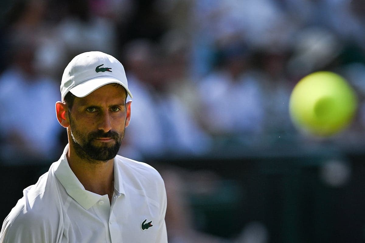Novak Djokovic celebrating his victory at Wimbledon.