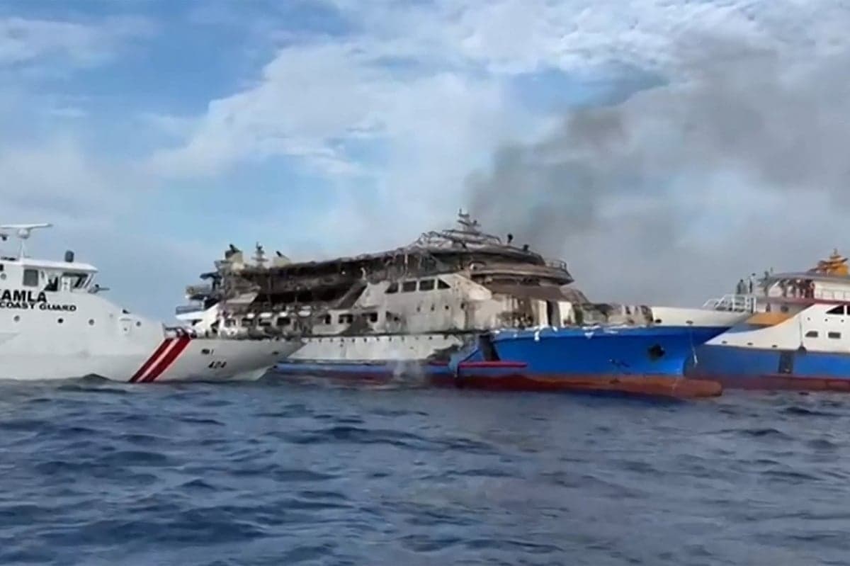 Rescue operations underway following the Indonesian ferry fire.