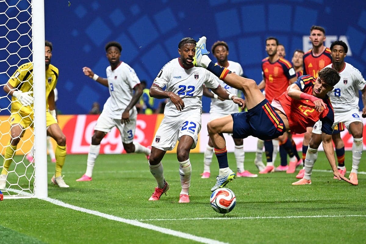 Cape Verde's goalkeeper Vozinha making a save during the historic match against Spain at the FIFA World Cup.