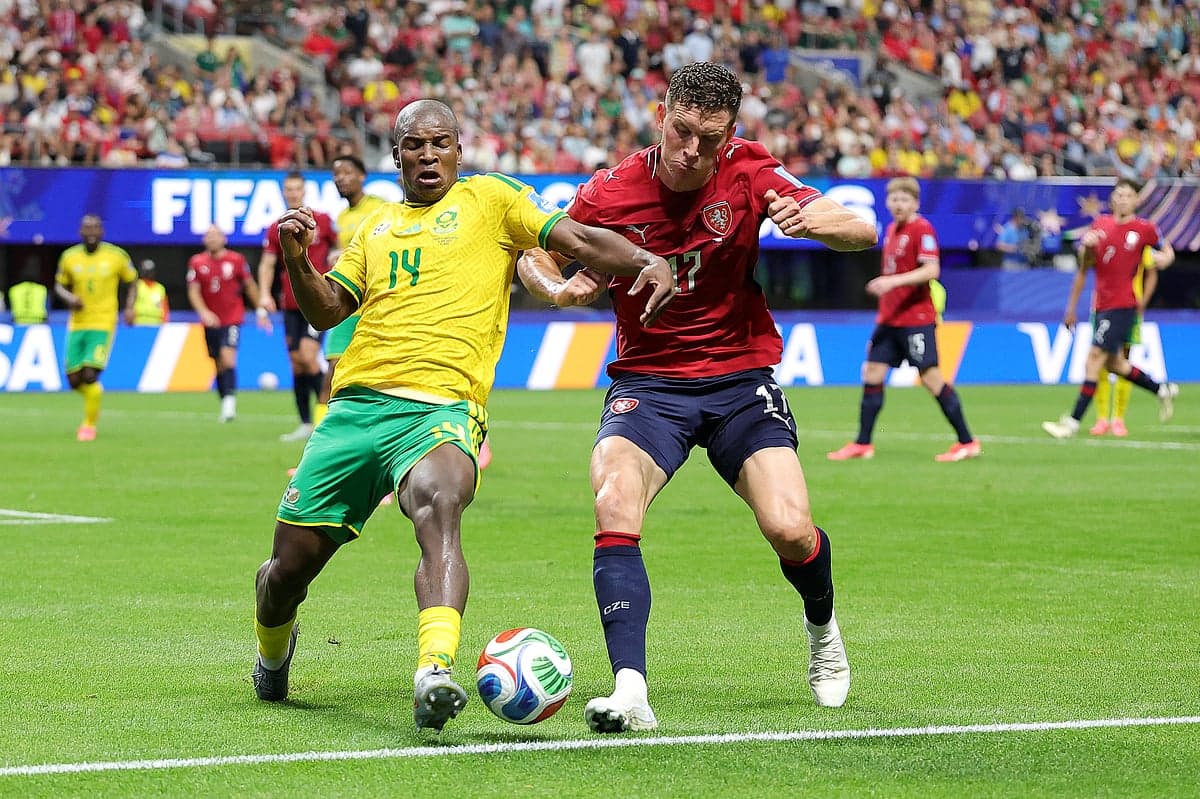 South Africa and Czechia players in action during their World Cup 2026 match.