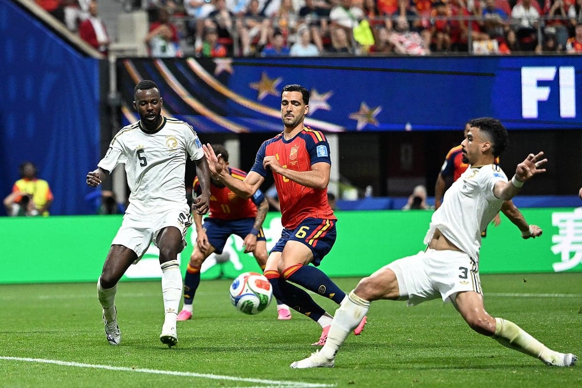 A football match scene highlighting players in action during the 2026 FIFA World Cup.