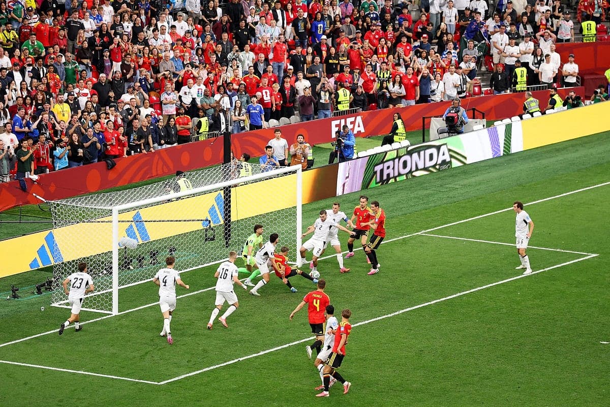 Belgium players celebrating after their victory over New Zealand in the World Cup.