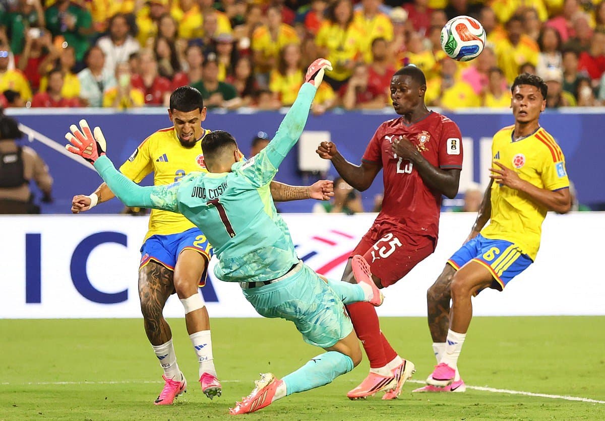 Colombia and Portugal players in action during their World Cup 2026 match