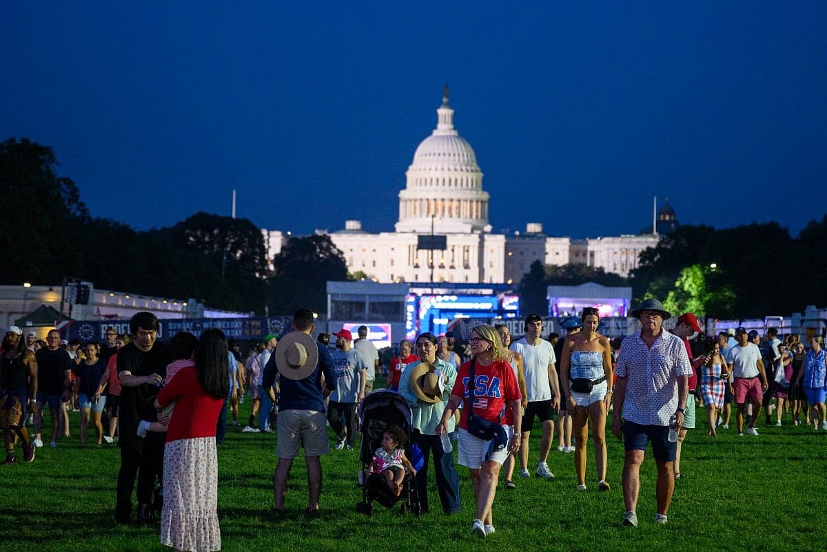 Fireworks display during the US 250th independence anniversary celebration amidst a heatwave.