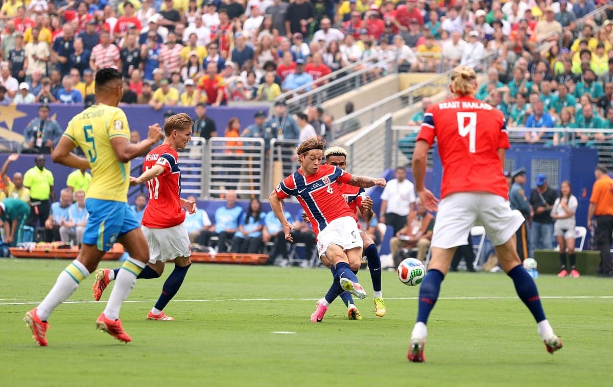 England and Norway players celebrating their victories in the FIFA World Cup.